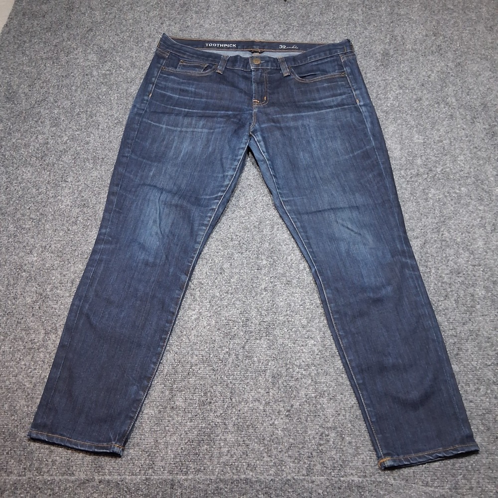 J.Crew Toothpick Ankle Jeans Womens 32 Dark Wash Blue Slim Stretch Denim 34x26